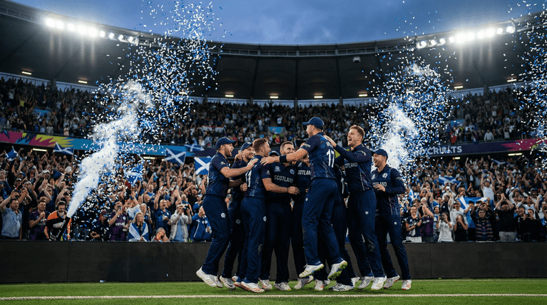 স্কটল্যান্ড ক্রিকেট দল কনফেটি সহ T20 বিশ্বকাপ ২০২৬-এ অপ্রত্যাশিত যোগ্যতা উদযাপন করছে ভারতে খেলতে অস্বীকার করা বাংলাদেশের জায়গা নেওয়ার পর