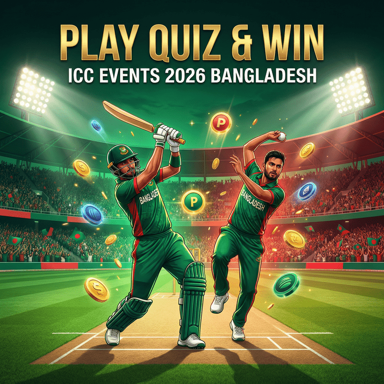 Bangladesh cricket players in action during ICC Events 2026, illustrating the Bangladesh match schedule inside a packed international stadium