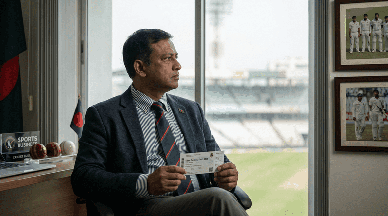 তানিন অব্যবহৃত টিকিট হারানো স্বপ্ন চিন্তা করছেন প্রাক্তন বাংলাদেশী ক্রিকেটার ব্যবসায়ী অব্যবহৃত বিশ্বকাপ টিকিট ধরে ইডেন গার্ডেন্স স্টেডিয়ামের দিকে তাকিয়ে হারানো ফেব্রুয়ারি ২০২৬ স্বপ্ন চিন্তা করছেন