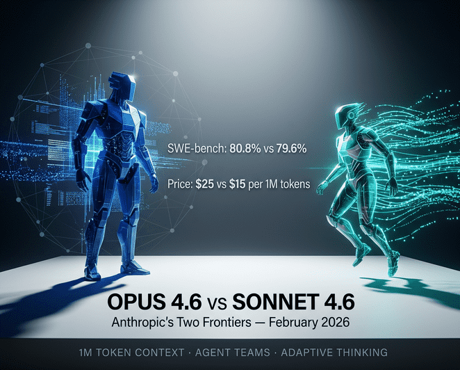 Anthropic-এর ফেব্রুয়ারি ২০২৬-এ প্রকাশিত Claude Opus 4.6 ও Sonnet 4.6-এর পাশাপাশি তুলনা, বেঞ্চমার্ক স্কোর ও Agent Teams সহ মূল ফিচার পার্থক্য।